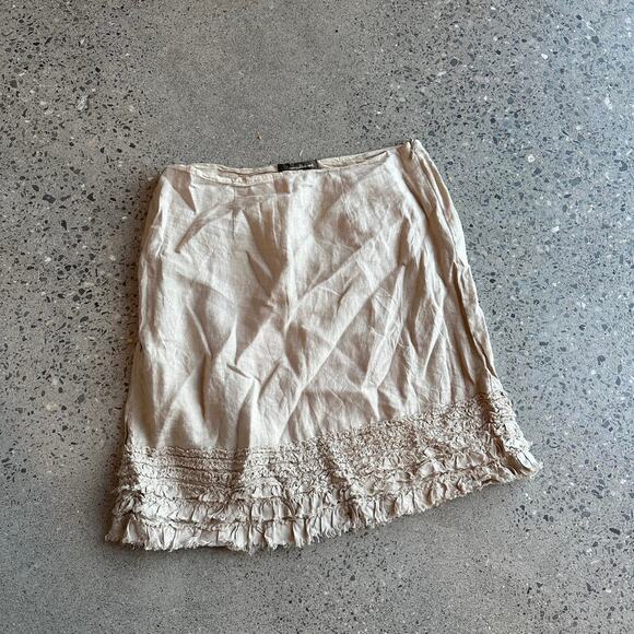 Tommy Bahama Women’s 2 Skirt Tan Linen Ruffle Summer Skirt - Picture 1 of 2